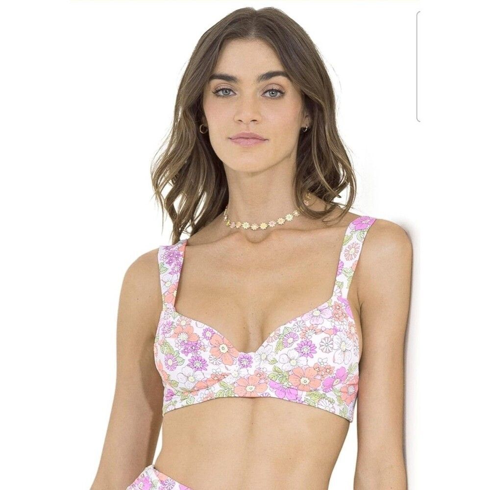 Maaji Womens Flower Power Bailey Reversible Bikini Top Swim Beach Size XS READ